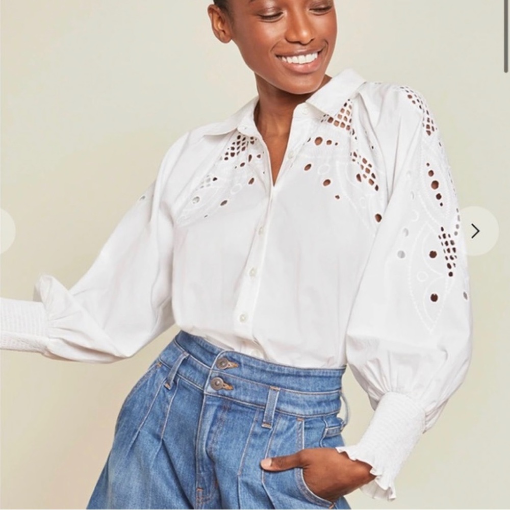 NWT Veronica Beard Lilah Eyelet Top Size 2 reg $498